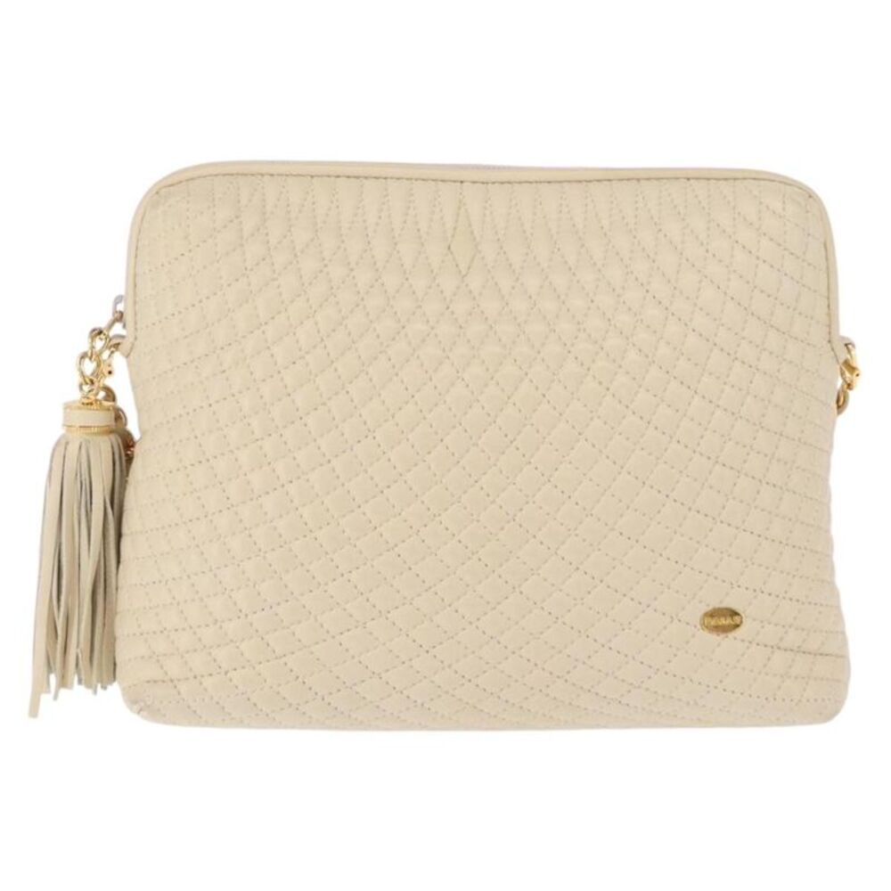 Bally Vintage Chain Quilted Leather Beige Leather Shoulder Bag Bag